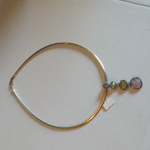NWT Lia Sophia necklace with jeweled drop 3 stone pendant.